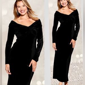 Elegant Black Velvet Off-Shoulder Dress